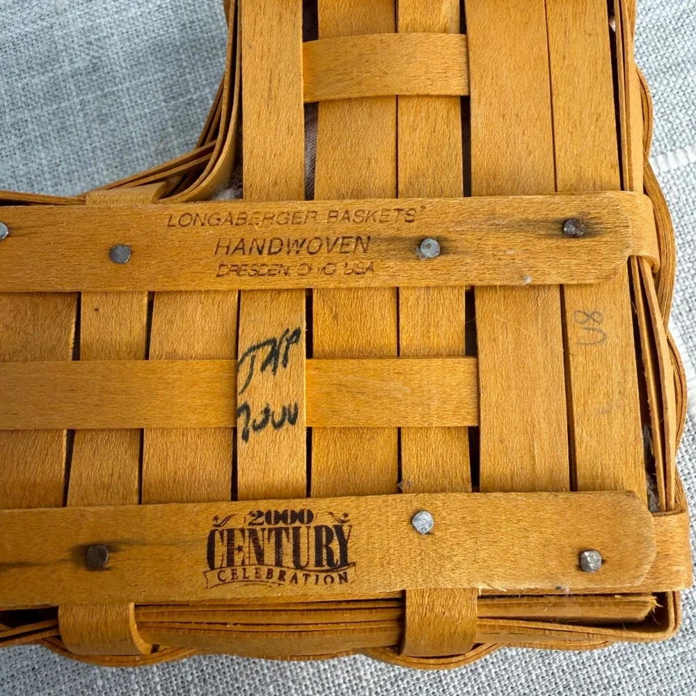 Longaberger 2000 Love Letters Sweetheart Basket & Liner‎ Cottagecore Farmhouse